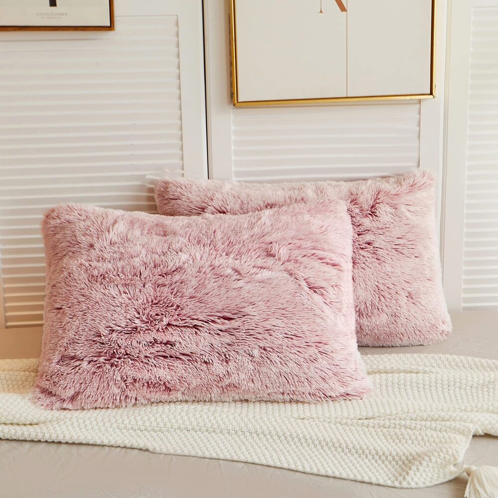 6614 Faux Fur Pillow Shams,Standard Shaggy Fluffy Throw Pillow Covers,Home